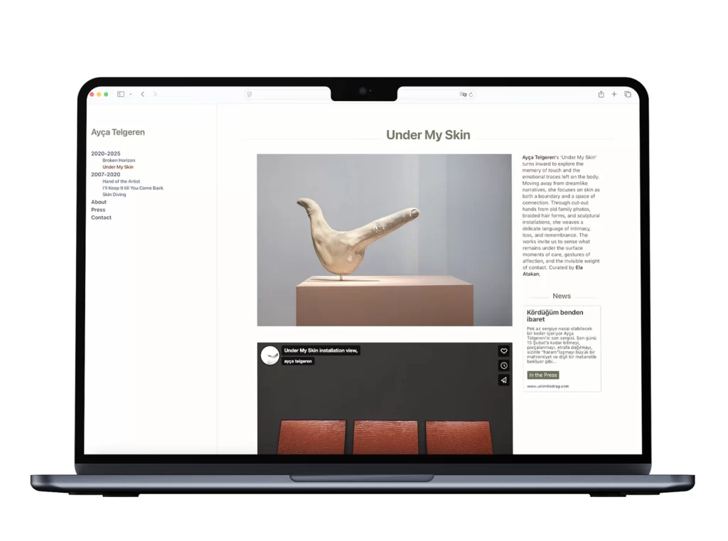 sanatçı Ayca Telgeren 2025 sitesinden bir görünüm